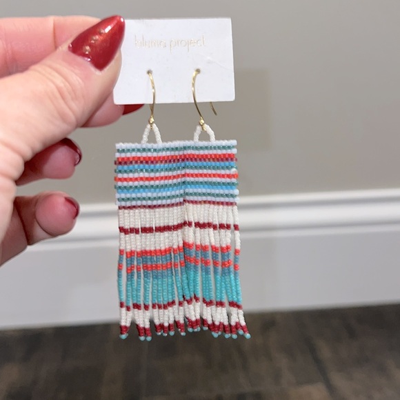 NWT Bluma Project Beaded Stripe Tassel Earrings - Picture 1 of 4